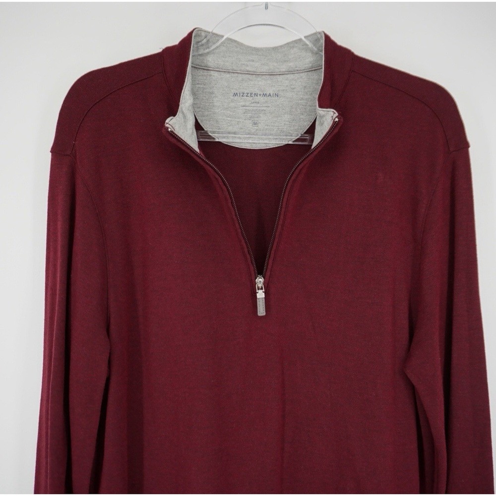 Mizzen+Main Proflex Quarter Zip Mens Large Pullover Performance Golf Burgundy